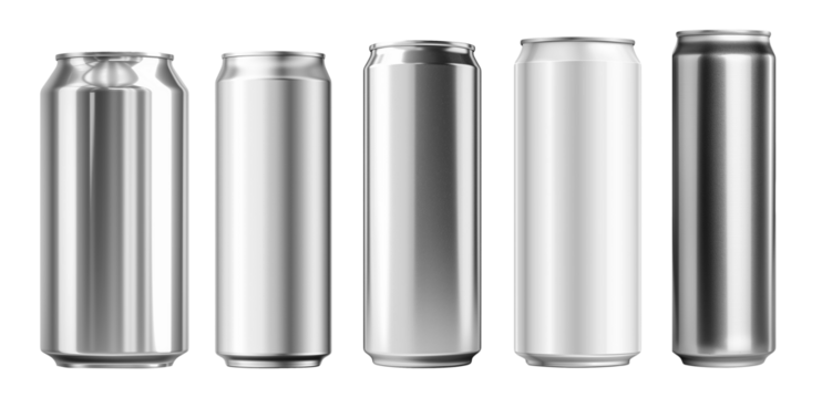 a set of aluminum cans isolated	