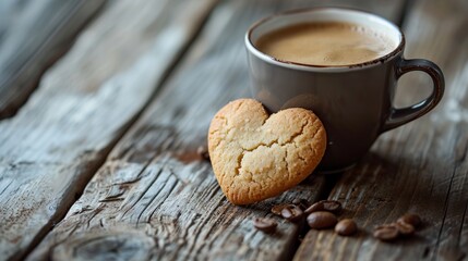 cup of coffee with heart shaped cookie