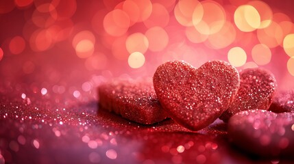 Fototapeta premium red hearts on a red background