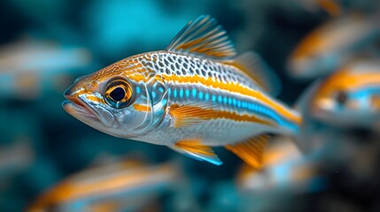 Vivid Depths: A Colorful Fish in the Crystal-Clear Underwater World