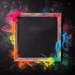 Colorful Paint Splatters Around Picture Frame