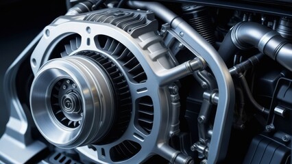 close up view of a car engine automotive concept