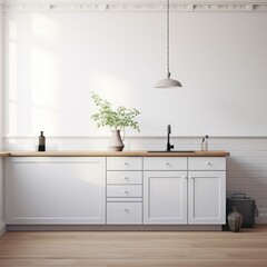 White Kitchen With Wooden Counter Top