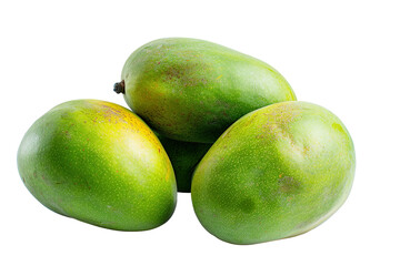 fresh green mangoes with leaves isolated on a white background PNG