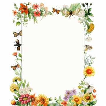 Picture Frame With Flowers and Butterflies