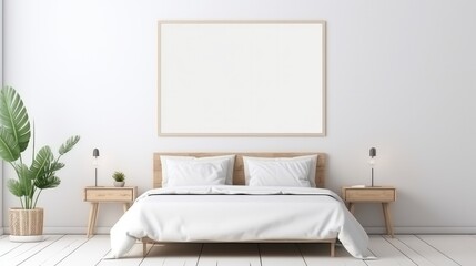 White Bedroom With Bed and Plant