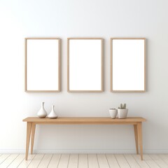 Three Frames on a Wall Above a Table