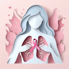Women Breast and Skin Cancer Awareness Month Design Illustration for Background for World Cancer Day created with generative ai	