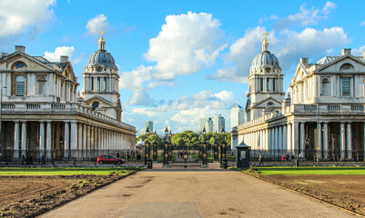The view of the Old Royal Naval College in sunny days