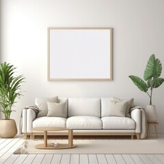 White Couch and Potted Plants in Living Room