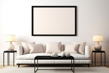 White Couch and Black Coffee Table in Living Room