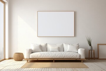 White Couch and Wooden Table in Living Room