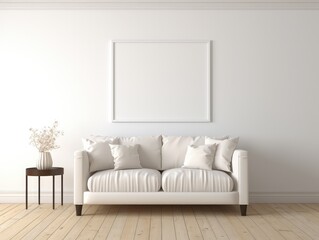 White Couch in Living Room With Table