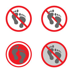 vector set of no barefoot and don't bare feet, transparent background