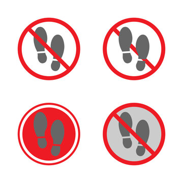 vector set of no wear shoes or no footwear and no step, transparent background