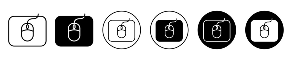 Computer mouse pad vector icon set collection. Computer mouse pad Outline flat Icon. © Krupal