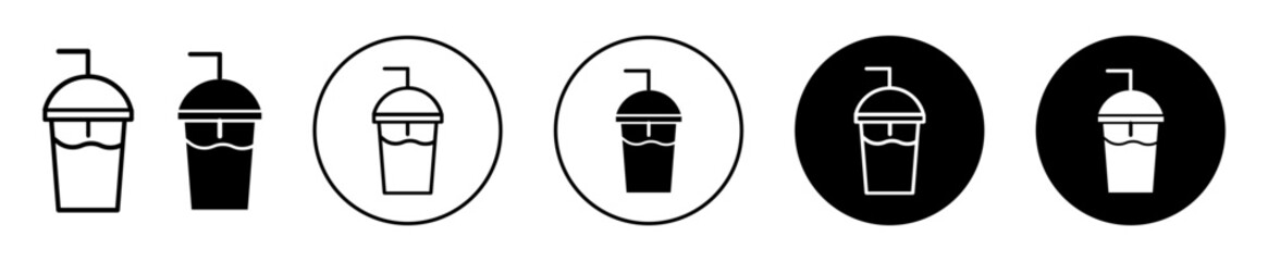 Milk shake vector icon set collection. Milk shake Outline flat Icon.