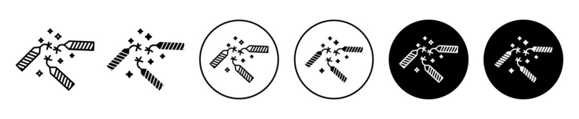 Explosive firecracker vector icon set collection. Explosive firecracker Outline flat Icon.