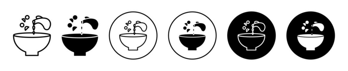 Cooking oil and bowl flat line icon set. Cooking oil and bowl Thin line illustration vector