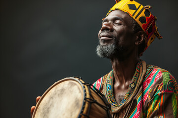 Portrait of an Afro-American musician depicting ancestral sound traditions