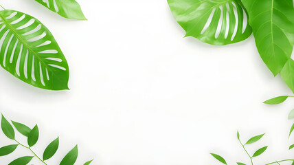 green leaves on white background, vector illustration