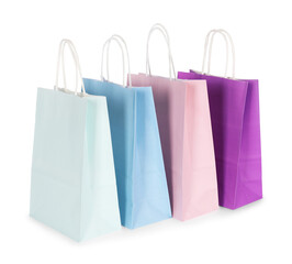 Many paper shopping bags isolated on white