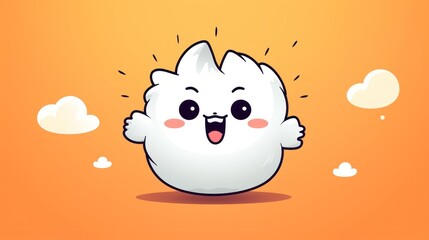 Obraz premium Funny Cute Cartoon of White Cloud Sticking Tongue Out