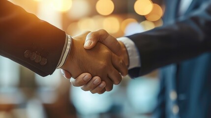Businessmen making handshake with partner, greeting, dealing, merger