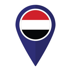 Fototapeta premium Yemen flag on map pinpoint icon isolated. Flag of Yemen