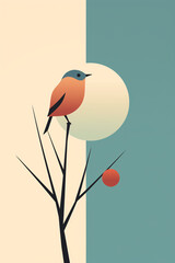 a bird on a tree branch, Generative Ai