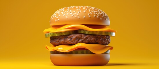 Illustration of a creatively designed printed fake yellow hamburger - a concept for futuristic food.