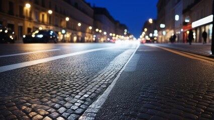 Obraz premium close up view of a street with bokeh