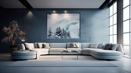 Minimalist interior design of modern living room 