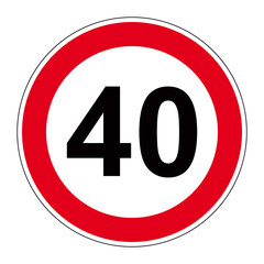 Panneau de limitation de vitesse &agrave; 40