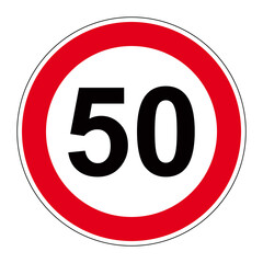 Panneau de limitation de vitesse à 50