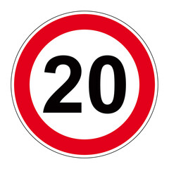 Panneau de limitation de vitesse à 20