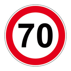 Panneau de limitation de vitesse à 70