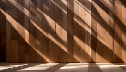 abstract architecture background, background wallpaper texter composition showcases the intricate play of light and shadow on a brown wooden panel wall with wood