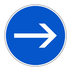 Panneau d'obligation.  Aller à droite.