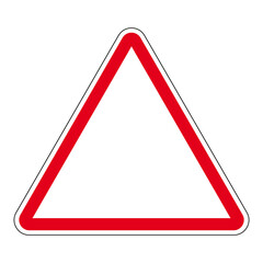 Panneau de danger. Triangle blanc contour rouge vierge.