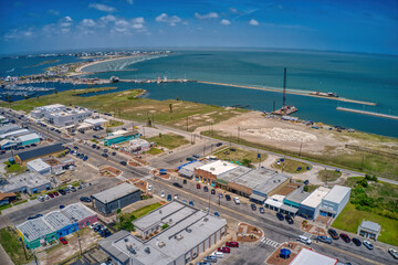 Fototapeta na wymiar Aerial View of the Coastal Town of Rockport, Texas on the Gulf of Mexico