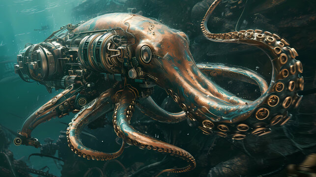 mechanical squid roams the depths