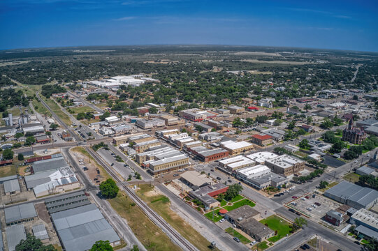 Aerial View of the small Town of Cuero, Texas