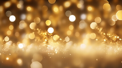 Abstract gold sparkles shiny defocused gold bokeh lights background