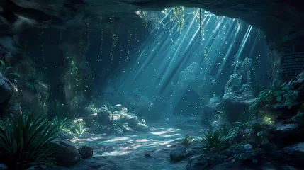 Fototapeten Journeying through an underwater cavern filled © Food gallery