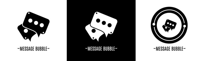 Message bubble logo set. Collection of black and white logos. Stock vector.