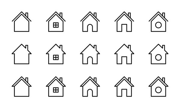家のアイコンセット/住宅/住居/住まい/一戸建て/不動産/イラスト/ベクター