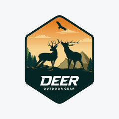 Deer Hunting Logo Template Vector. Deer Logo Illustration Vector 