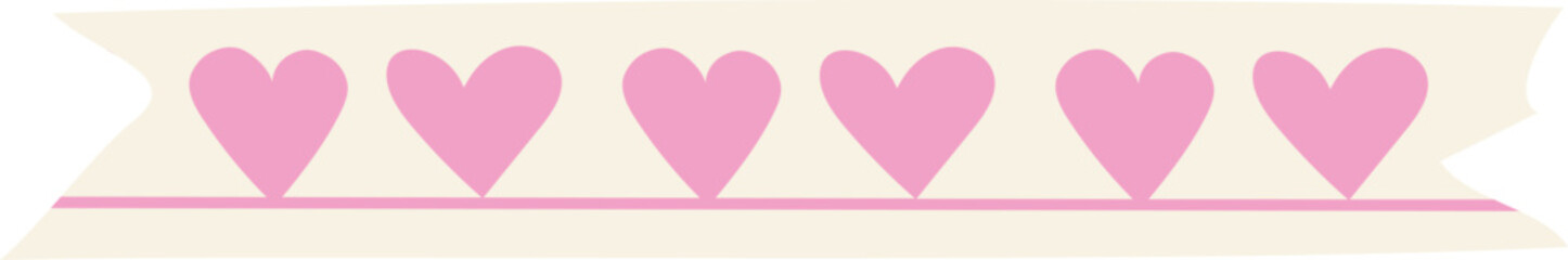 Heart washi tape on transparent background.