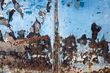 Grunge blue rusty metal surface